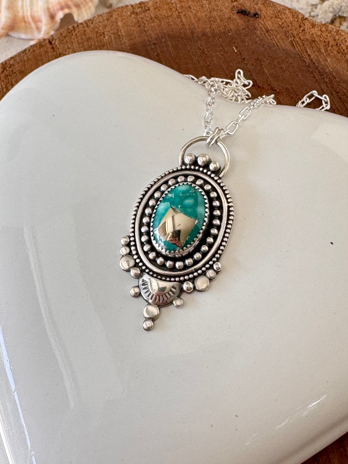 Beautiful Whitewater Turquoise With Pyrite Necklace