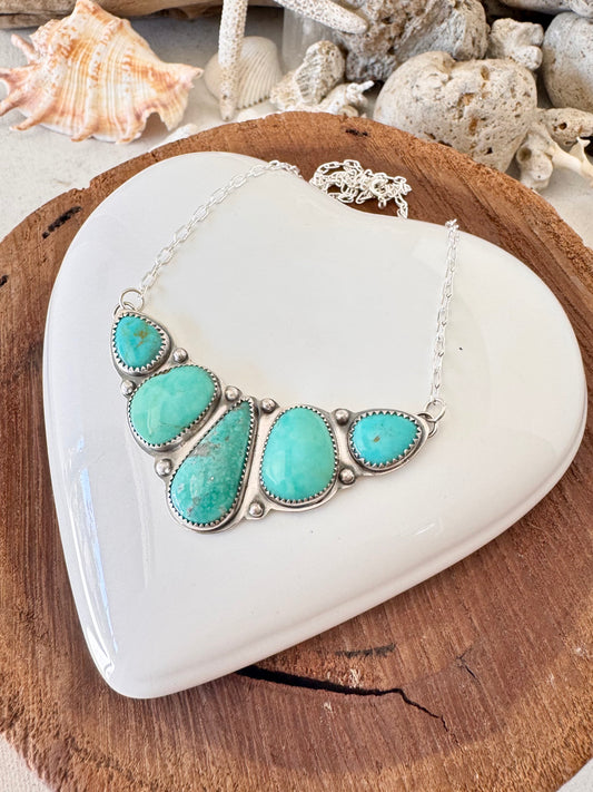 Natural turquoise. Multi stone sterling silver necklace