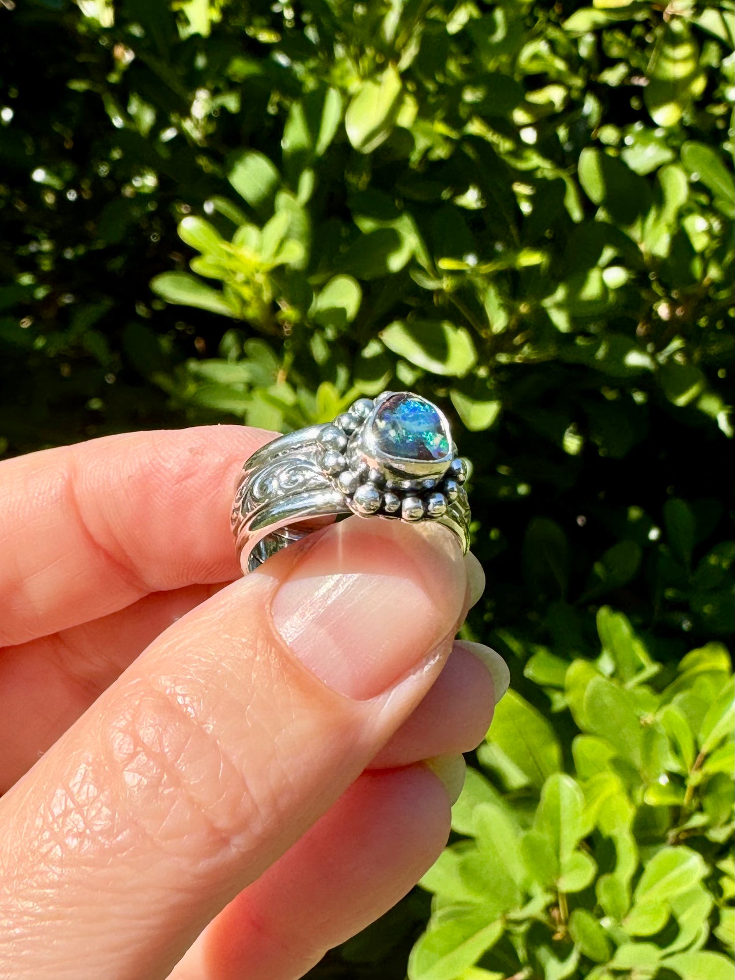 Solid Boulder Opal Ring Size 7.5