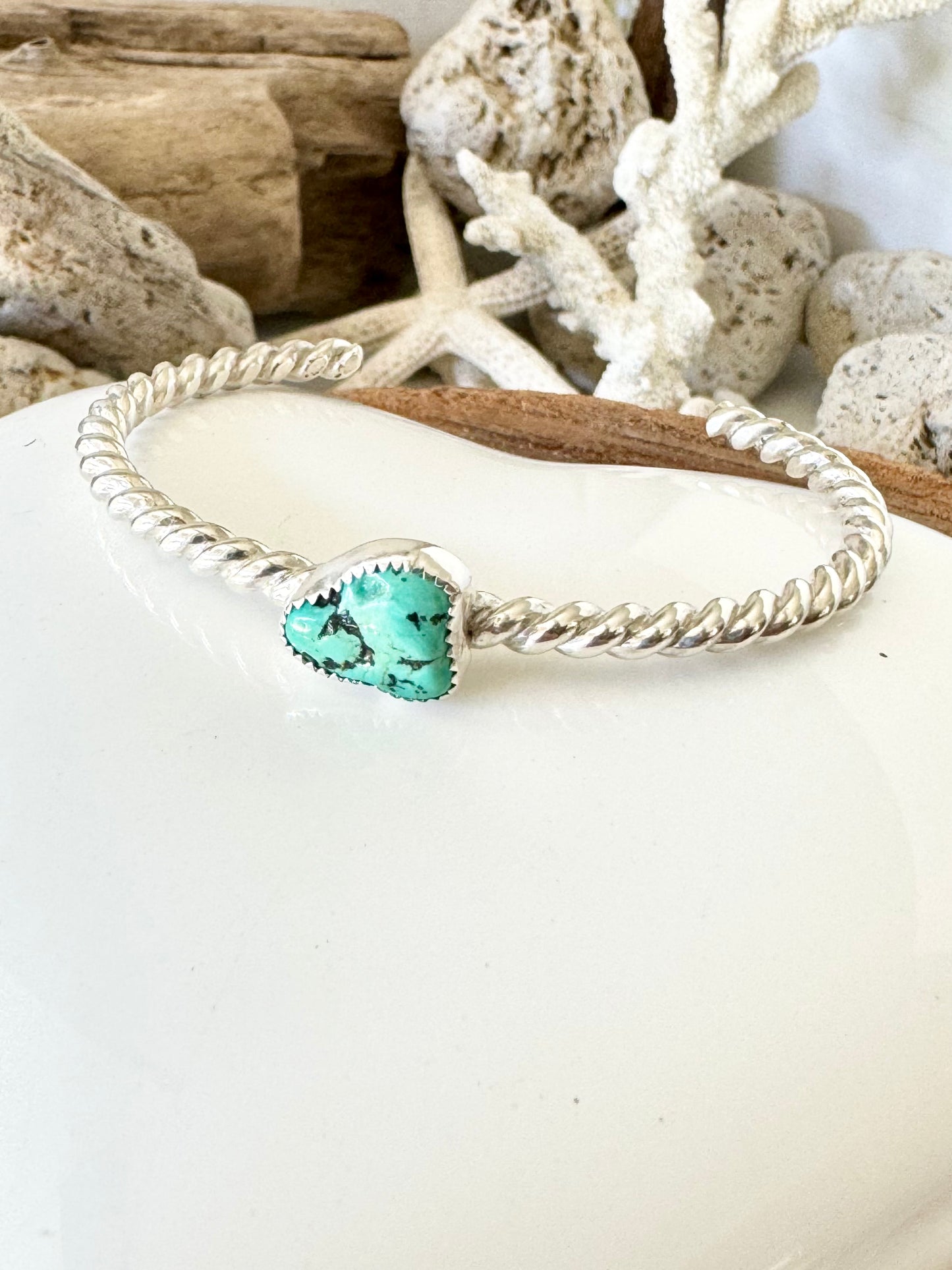 Turquoise twist cuff bangle