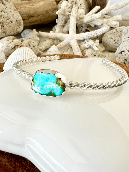 Turquoise twist cuff bangle Size L
