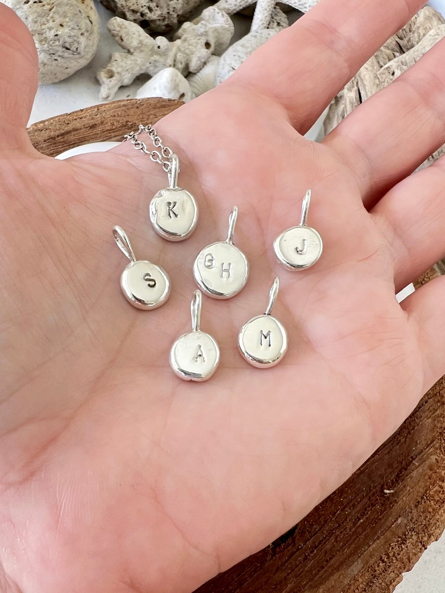 Silver Nugget Initial Charm Necklace Shy Dragonfly Jewels