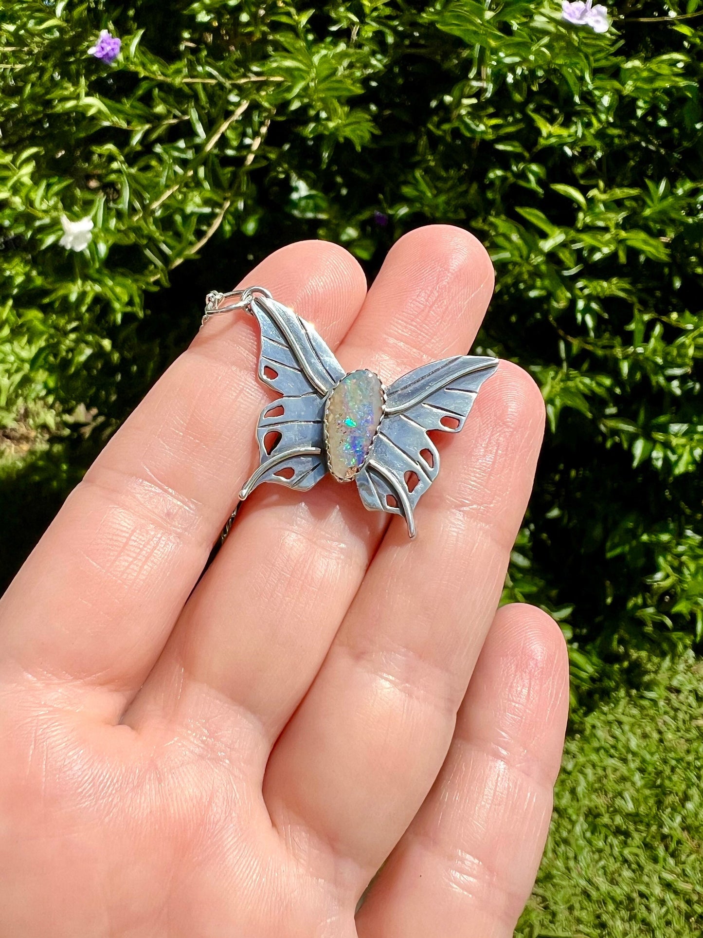 Butterfly opal necklace Shy Dragonfly Jewels butterfly and opal necklace