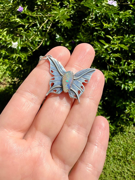 Butterfly opal necklace Shy Dragonfly Jewels butterfly and opal necklace
